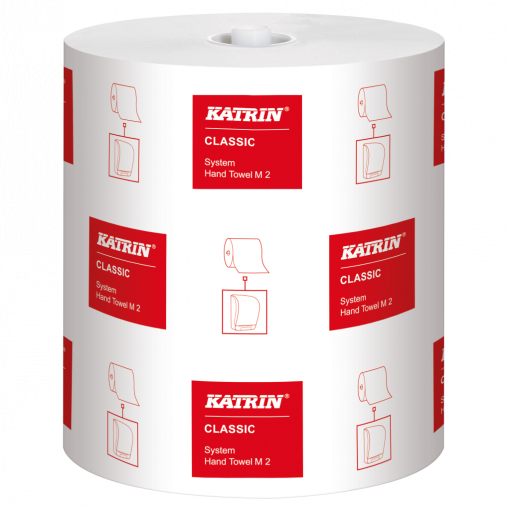 Handtuchrolle Katrin System M, 2-lagig, weiß, Recyclingpapier (RC), 21 cm breit, 160 m, unperforiert, 6 Rollen (Art. 90472) – Bild 2