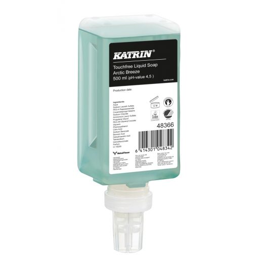 Seifencreme Katrin Touchfree Green, grün, Birkenholzduft, 500 ml, 12 Kartuschen (Art. 70032)