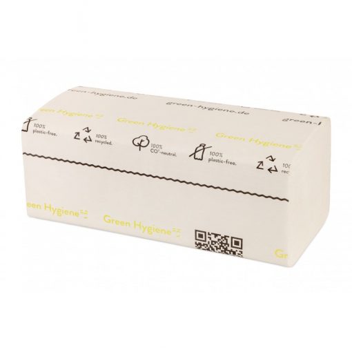 Falthandtücher Green Hygiene Frieda, 2-lagig, hochweiß, Recyclingpapier (RC), V-Falz, 25x23 cm, 4000 Tücher (Art. 90498) – Bild 2