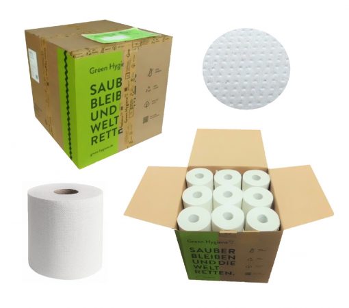 Toilettenpapier Green Hygiene ROLF, 2-lagig, hochweiß, Recyclingpapier (RC), 500 Blatt, Kompaktrolle, 36 Rollen (Art. 90637) – Bild 2