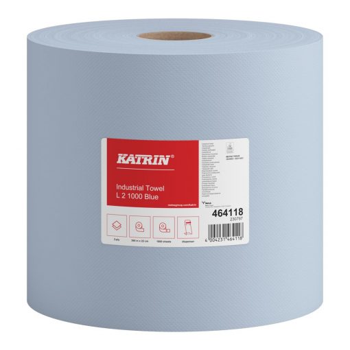 Putztuchrolle Katrin L, 1000 Blatt, 2-lagig, blau, Recyclingpapier (RC), 22x36 cm, 360 m, perforiert, 2 Rollen (Art. 30421) – Bild 3