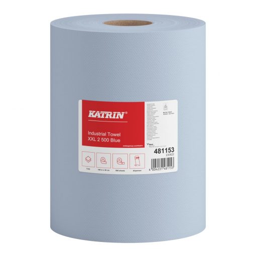 Putztuchrolle Katrin XXL, 500 Blatt, 2-lagig, blau, Zellstoff, 38x36 cm, 180 m, perforiert, 2 Rollen (Art. 30818) – Bild 2