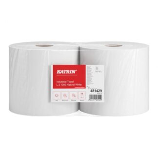 Putztuchrolle Katrin L, 1000 Blatt, 2-lagig, weiß, Recyclingpapier (RC), 22x36 cm, 360 m, perforiert, 2 Rollen