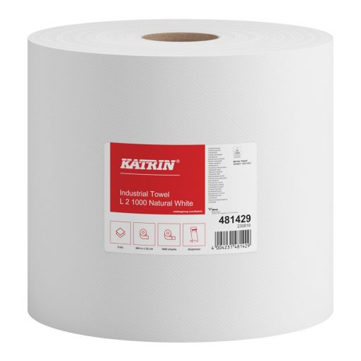Putztuchrolle Katrin L, 1000 Blatt, 2-lagig, weiß, Recyclingpapier (RC), 22x36 cm, 360 m, perforiert, 2 Rollen (Art. 30822) – Bild 3