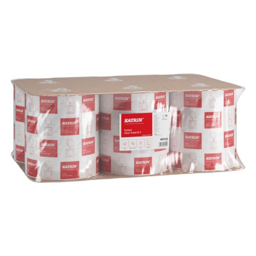 Handtuchrolle Katrin System M, 2-lagig, weiß, Recyclingpapier (RC), 21 cm breit, 160 m, unperforiert, 6 Rollen (Art. 90472) – Bild 3