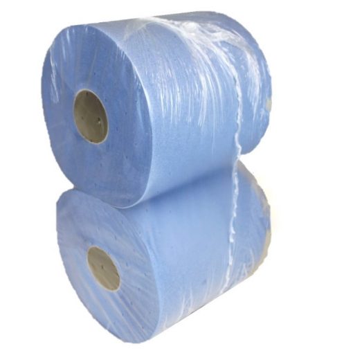 Putztuchrolle Huchtemeier, 500 Blatt, blau, Zellstoff, 22x35 cm, 175 m, perforiert, 2 Rollen (Art. 30817-1) – Bild 2