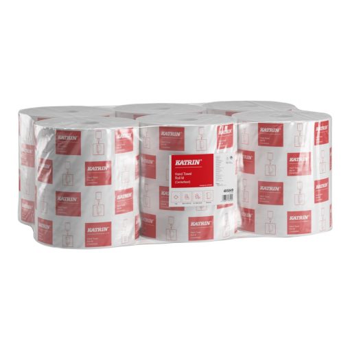 Handtuchrolle Katrin Centerfeed M 1000, 1-lagig, weiß, Recyclingpapier (RC), 20,5 x 30 cm, 300 m, perforiert, 6 Rollen (Art. 90464) – Bild 4
