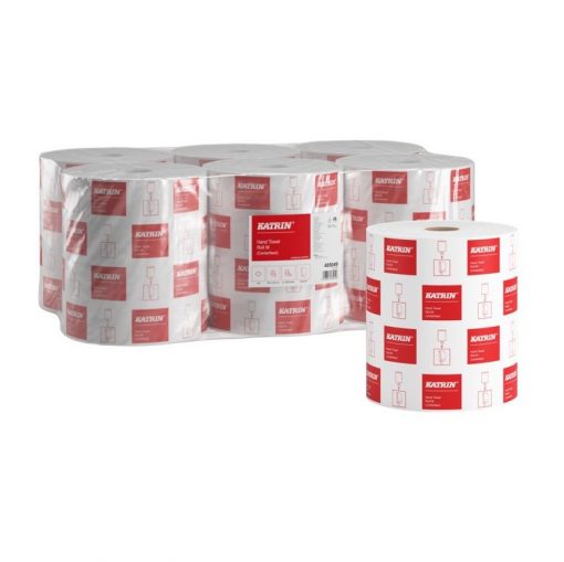 Handtuchrolle Katrin Centerfeed M 1000, 1-lagig, weiß, Recyclingpapier (RC), 20,5 x 30 cm, 300 m, perforiert, 6 Rollen (Art. 90464)