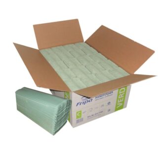 Falthandtuch Fripa Verde, 1-lagig, grün, Recyclingpapier (RC), C-Falz, 25x33 cm, 3600 Tücher