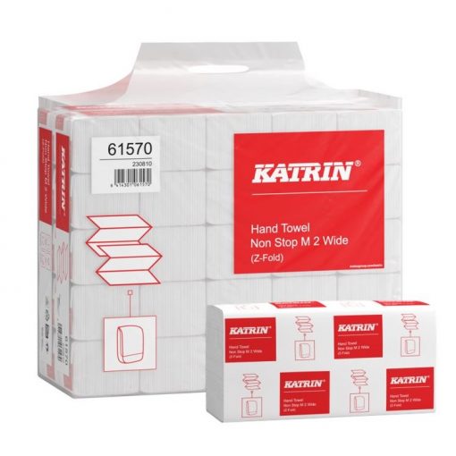 Falthandtuch Katrin Non Stop M, 2-lagig, weiß, Recyclingpapier (RC), N-Falz, 24x24 cm, 4000 Tücher (Art. 90563)