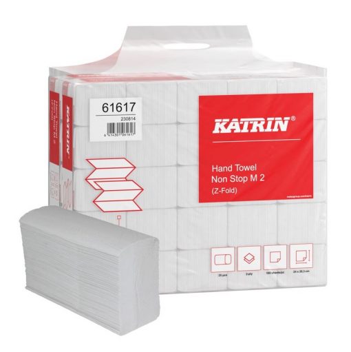 Falthandtuch Katrin Non Stop M2, 2-lagig, weiß, Recyclingapier (RC), N-Falz, 20,3x24cm, 4000 Tücher (Art. 90564)