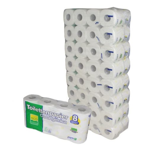 Toilettenpapier Paperdi, 2-lagig, naturweiß, 250 Blatt, 8x8=64 Rollen (Art. 90630-2)