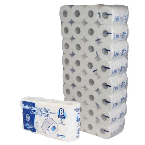 Toilettenpapier Paperdi, 3-lagig, hochweiß, Zellstoff, 250 Blatt, 8x8=64 Rollen (Art. 90631N-2)