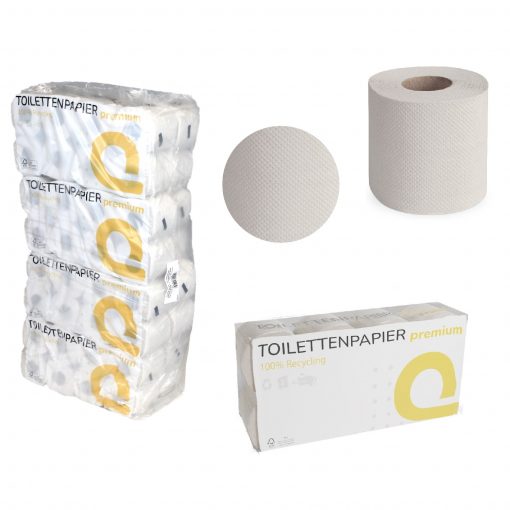 Toilettenpapier Huchtemeier, 2-lagig, weiß, Recyclingpapier (RC), 250 Blatt, 8x8=64 Rollen (Art. 90648) – Bild 2