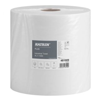 Putztuchrolle Katrin Plus XL, 1000 Blatt, 4-lagig, weiß, Zellstoff, 26,5x36 cm, 360 m, perforiert, 1 Rolle