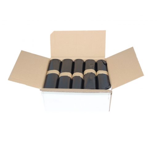 Müllsäcke, schwarz, 120 Liter, LDPE, 700×1100 mm, Typ 100, 66 µ, 10 Rollen a 15 Stück im Karton (Art. 91203-S) – Bild 3