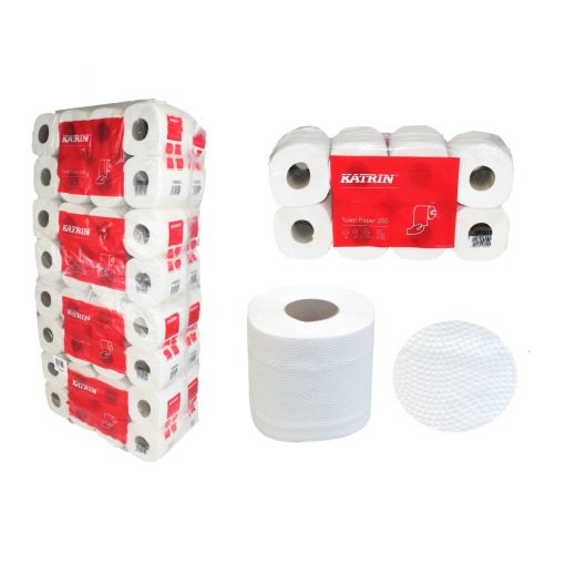 Toilettenpapier Katrin, 2-lagig, weiß, Recyclingpapier (RC), 250 Blatt, 8x8=64 Rollen (Art. 90630) – Bild 5