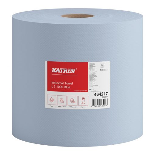 Putztuchrolle Katrin L, 1000 Blatt, 3-lagig, blau, Zellstoff, 22x36 cm, 360 m, perforiert, 2 Rollen (Art. 30243) – Bild 2