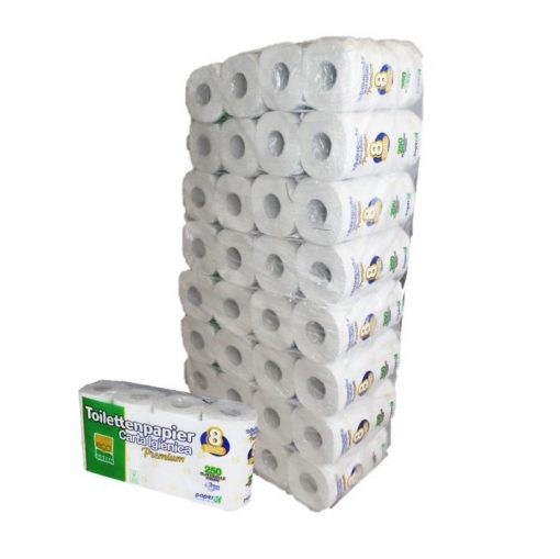 Toilettenpapier Paperdi Premium, 3-lagig, naturweiß, Recyclingpapier (RC), 250 Blatt, 8x8=64 Rollen (Art. 90631N-3)