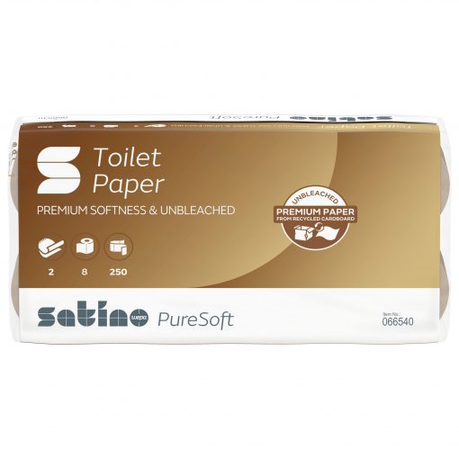 Toilettenpapier Satino PureSoft, 2-lagig, beige, Recyclingpapier (RC), 250 Blatt, 8x8=64 Rollen (Art. 90519) – Bild 3