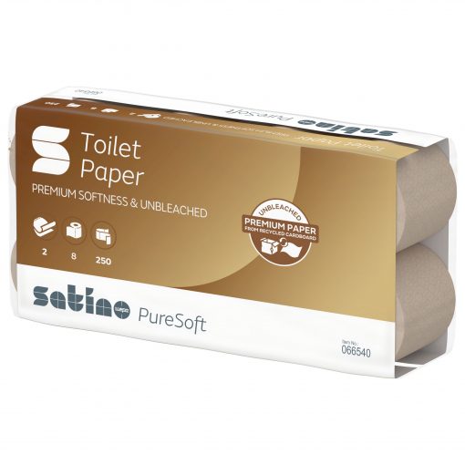 Toilettenpapier Satino PureSoft, 2-lagig, beige, Recyclingpapier (RC), 250 Blatt, 8x8=64 Rollen (Art. 90519) – Bild 2