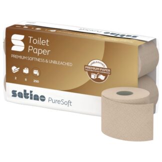 Toilettenpapier Satino PureSoft, 2-lagig, beige, Recyclingpapier (RC), 250 Blatt, 8x8=64 Rollen