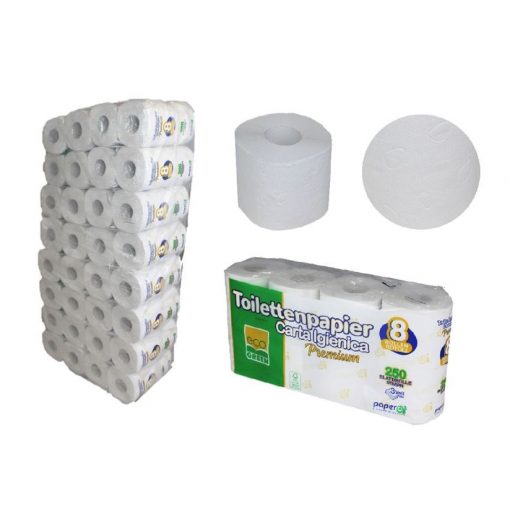 Toilettenpapier Paperdi Premium, 3-lagig, naturweiß, Recyclingpapier (RC), 250 Blatt, 8x8=64 Rollen (Art. 90631N-3) – Bild 2
