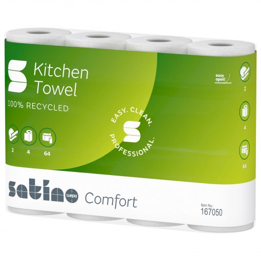Küchenrolle Satino Comfort, 2-lagig, hochweiß, Recyclingpapier (RC), 26x22 cm, 8x4=32 Rollen (Art. 90643N) – Bild 3