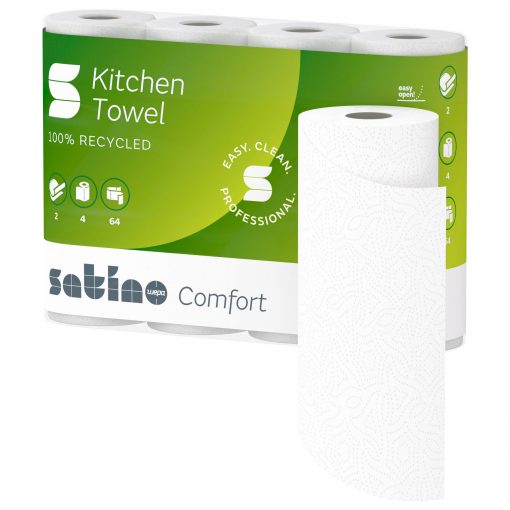 Küchenrolle Satino Comfort, 2-lagig, hochweiß, Recyclingpapier (RC), 26x22 cm, 8x4=32 Rollen (Art. 90643N) – Bild 4