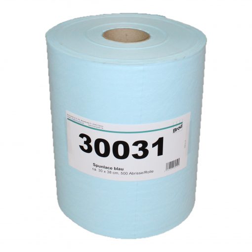 Spunlace Universal-Wischtuchrolle, Textilcharakter, 500 Blatt, glatte Oberflächenstruktur, blau, 30x38 cm, 1 Rolle (Art. 30031)