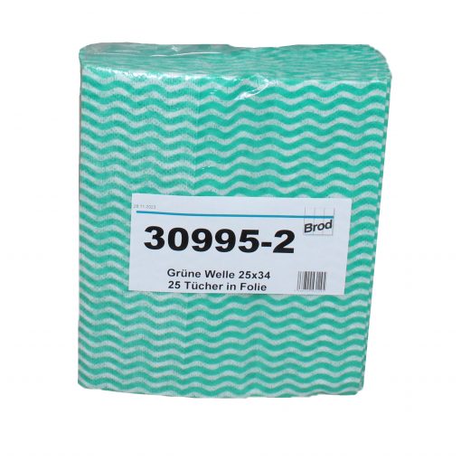 Allzwecktücher-Wischtücher-Spültücher, 25 Tücher, Lochstruktur, grün-weiß, Viskose-Polyester, ca. 25×34 cm (Art. 30995-2)