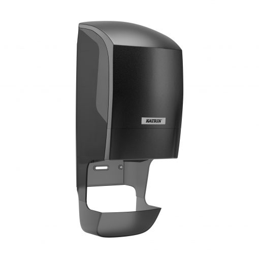 Toilettenpapierspender Katrin System mit Hülsenfänger, schwarz, Kunststoff (Art. 90917)