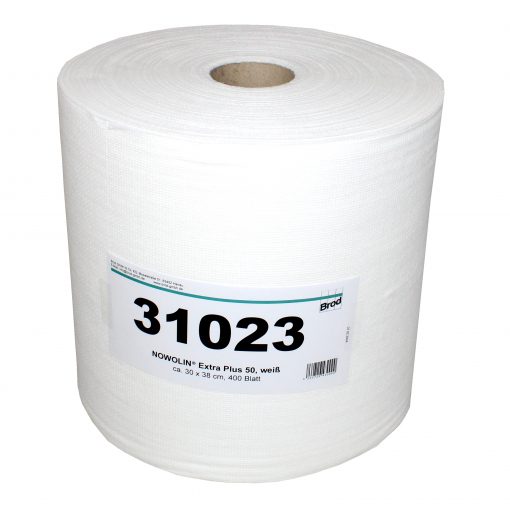 NOWOLIN® Extra Plus 50, Universaltücher mit Textilcharakter, 400 Blatt, Lochstruktur, weiß, Viskose/Polyester, 30x38 cm, 1 Rolle ( Art. 31023)