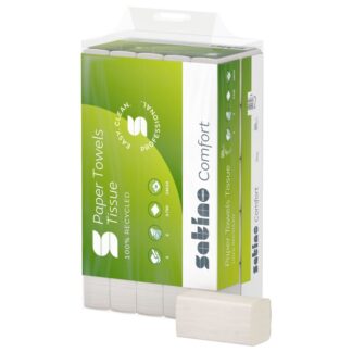 Falthandtuch Satino comfort, 2-lagig, hochweiß, Recyclingpapier (RC), N-Falz, 24x24 cm, 3750 Tücher