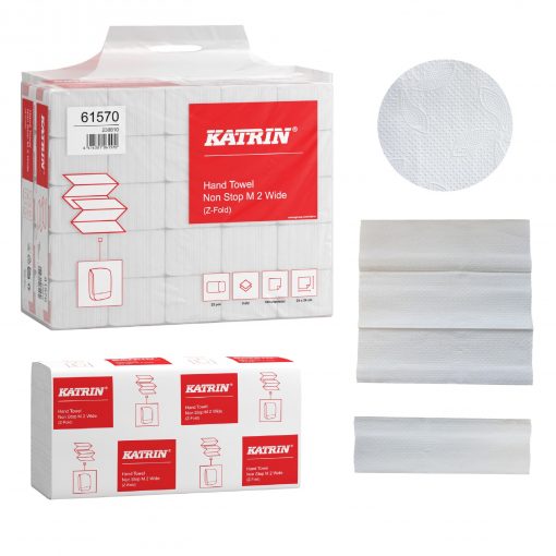 Falthandtuch Katrin Non Stop M, 2-lagig, weiß, Recyclingpapier (RC), N-Falz, 24x24 cm, 4000 Tücher (Art. 90563) – Bild 3