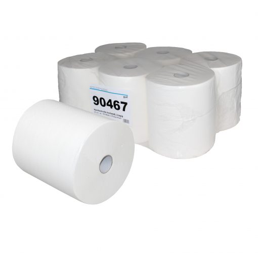 Handtuchrolle Brod 140, für Autocut-Spender, 2-lagig, hochweiß, Zellstoff, 20 cm breit, 140 m, unperforiert, 6 Rollen (Art. 90467)