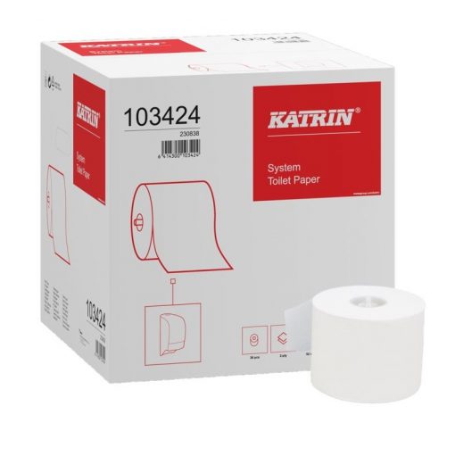 Toilettenpapier Katrin System, 2-lagig, weiß, Zellstoff/RC-Mix, 800 Blatt, 36 Rollen (Art. 90661-S)