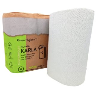 Küchenrolle Green Hygiene KARLA, 3-lagig, 100 Blatt, hochweiß, Recyclingpapier (RC), 24x22 cm, 18x2=36 Rollen