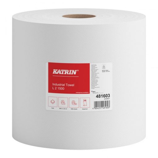 Putztuchrolle Katrin L, 1500 Blatt, 2-lagig, weiß, Recyclingpapier (RC), 22x36 cm, 540 m, perforiert, 2 Rollen (Art. 30232) – Bild 3