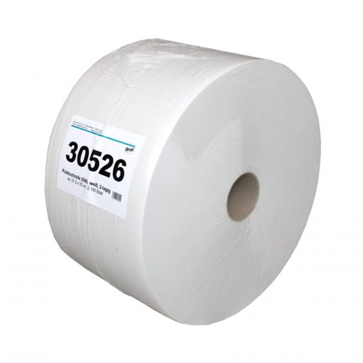 Putztuchrolle Brod 2500, 2191 Blatt, 2-lagig, weiß, Recyclingpapier (RC),  21,5x35 cm, perforiert, 767 m, perforiert, Rolle (Art. 30526) – Bild 3
