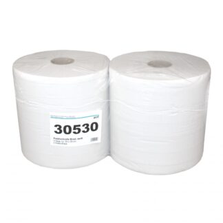 Putztuchrolle Brod 1000, 915 Blatt, 2-lagig, weiß, Recyclingpapier (RC), 29x36,5 cm, 334 m, perforiert, 2 Rollen