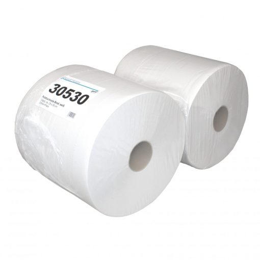 Putztuchrolle Brod 1000, 915 Blatt, 2-lagig, weiß, Recyclingpapier (RC), 29x36,5 cm, 334 m, perforiert, 2 Rollen (Art. 30530) – Bild 3