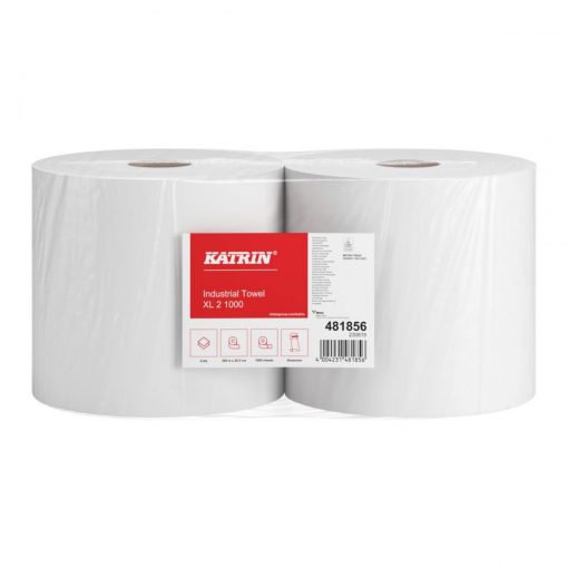 Putztuchrolle Katrin XL, 1000 Blatt, 2-lagig, weiß, Recyclingpapier (RC), 26,5x36 cm, 360 m, perforiert, 2 Rollen (Art. 30535)