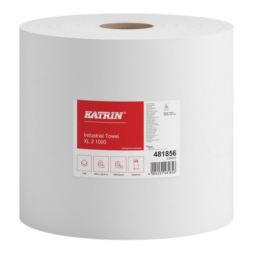 Putztuchrolle Katrin XL, 1000 Blatt, 2-lagig, weiß, Recyclingpapier (RC), 26,5x36 cm, 360 m, perforiert, 2 Rollen (Art. 30535) – Bild 3