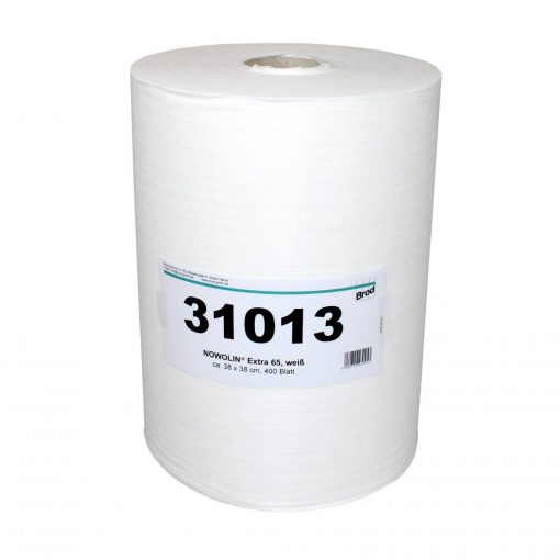 NOWOLIN® Extra 65, Universaltücher mit Textilcharakter, 400 Blatt, Lochstruktur, weiß, Viskose, 38x38 cm, 1 Rolle (Art. 31013)