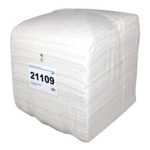 Vliestücher-Maschinenputztücher, weiß, 38×40 cm, 550 Tücher, 10 kg Sack (Art. 21109)