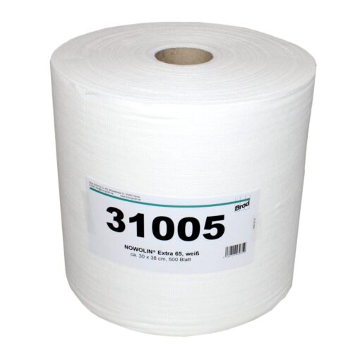 NOWOLIN® Extra 65, Universaltücher mit Textilcharakter, 500 Blatt, Lochstruktur, weiß, Viskose, 30x38 cm, 1 Rolle (Art. 31005)