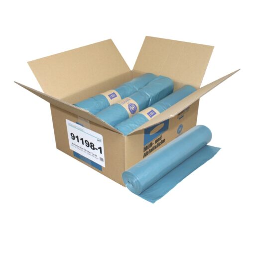 Müllsäcke Brod, blau, 120 Liter, LDPE-REG, 700x1100 mm, Typ 60, 23 µ, 10 Rollen a 25 Stück im Karton (Art. 91198-1) – Bild 5
