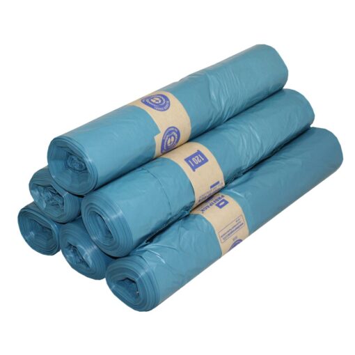 Müllsäcke Brod, blau, 120 Liter, LDPE-REG, 700x1100 mm, Typ 60, 23 µ, 10 Rollen a 25 Stück im Karton (Art. 91198-1) – Bild 4