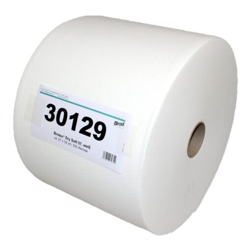 Brotex® Dry Soft 57, Airlaidrolle Wischtuchrolle, Textilcharakter, 500 Blatt, einseitig geprägt, weiß, Zellstoff, 27x38 cm, 1 Rolle (Art. 30129) – Bild 2